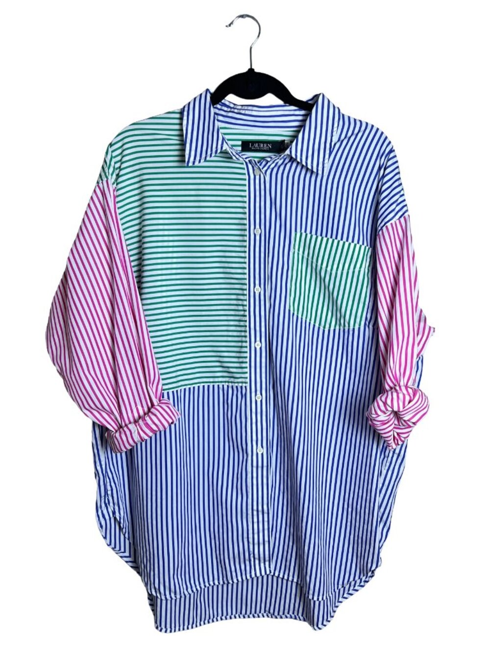 Ralph Lauren Multi-Stripe Button-Down Shirt in Blue, Green, Pink